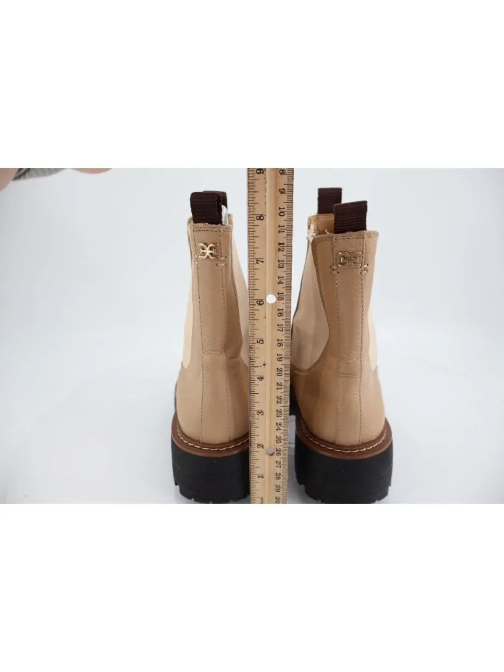 Sam Edelman Boots Laguna Chelsea Womens 6.5 Tan Leather Pull On Lug Sole Chunky